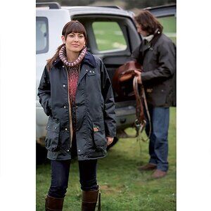 Lavenir Executive Waxed Field Jacket in olive green with brown collar VINTAGE